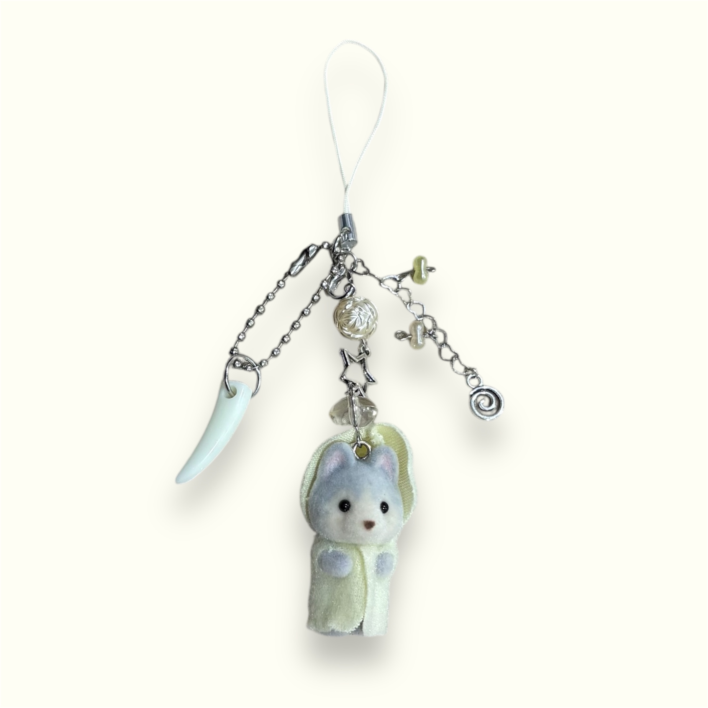 Mini yellow Sylvanian Families husky phone charm – Cute Handmade Charm for Phone & Bags