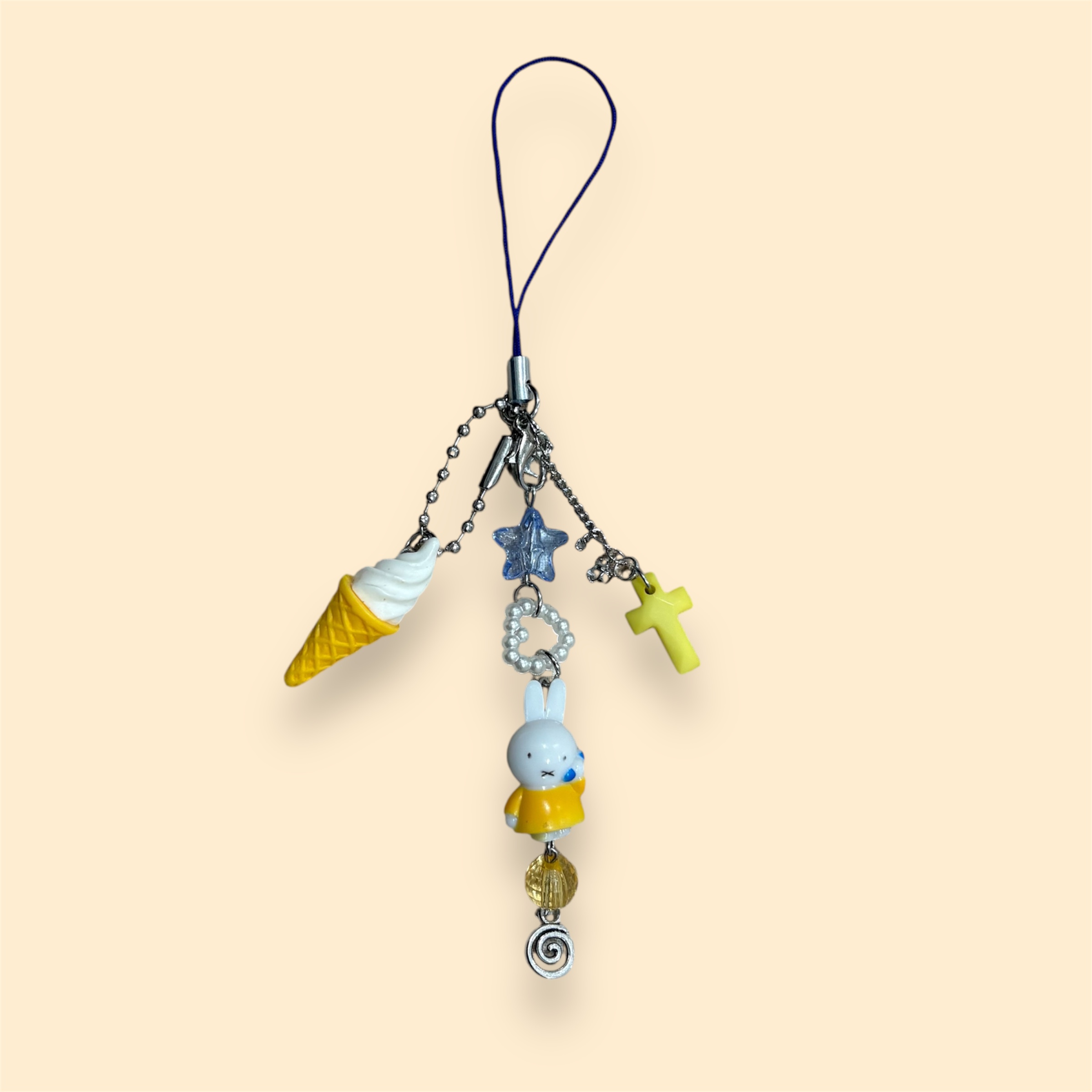 Mini Yellow Miffy Phone Charm – Cute Handmade Charm for Bags & Phone