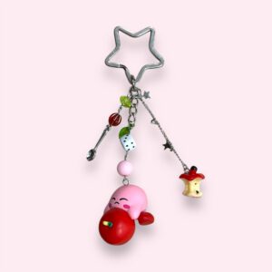 Kirby Apple Keychain – Cute Handmade Charm for Bags & Keys