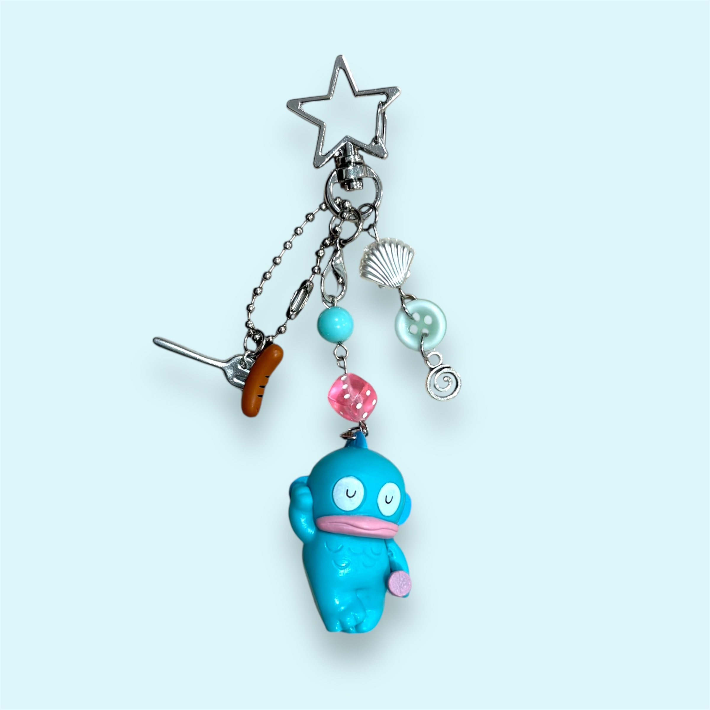Working Out Hangyodon Keychain – Cute Handmade Charm for Bags & Keys