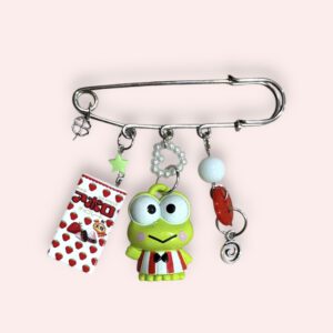 Green Keroppi Brooch – Cute Handmade Charm for Bags & Clothings