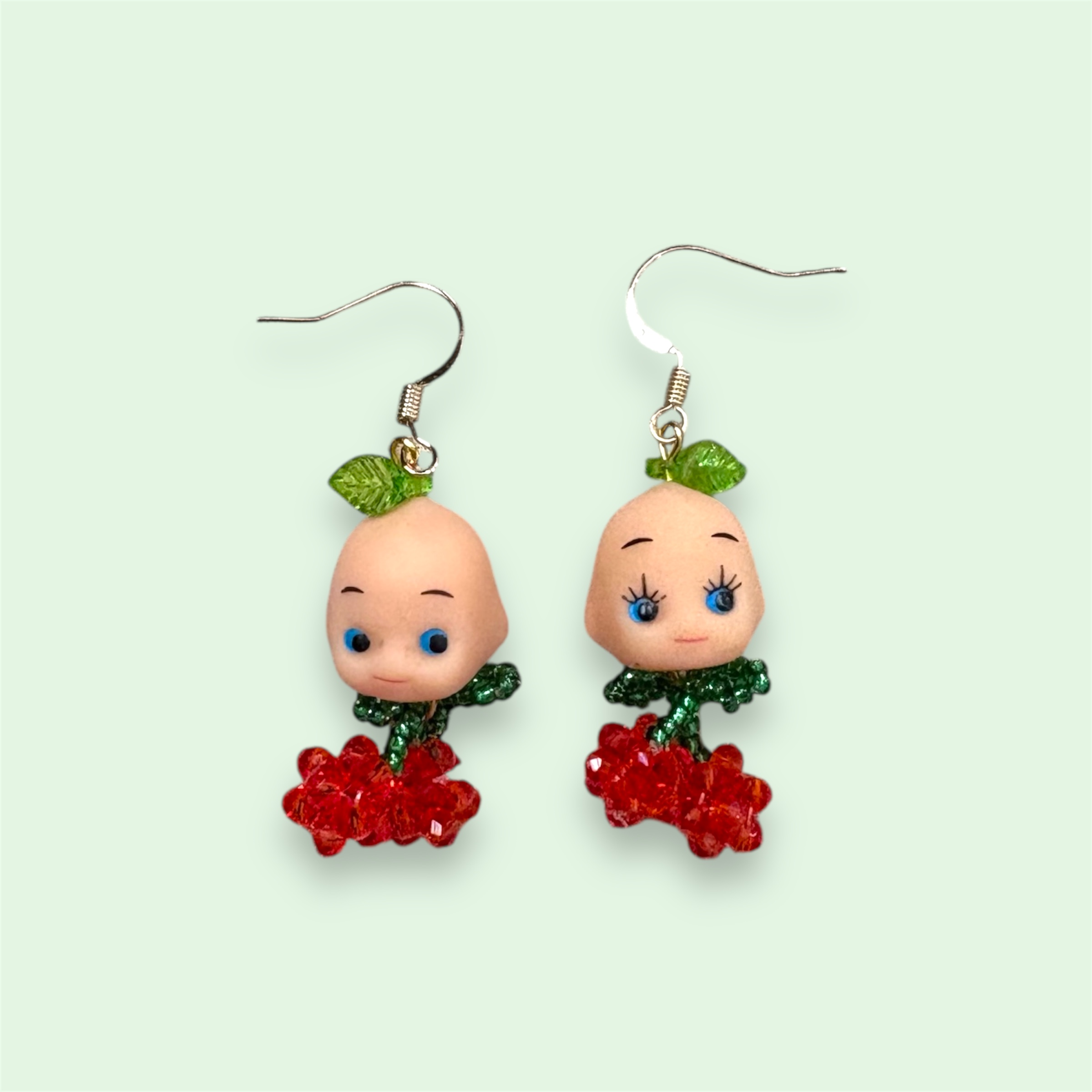 Kewpie Cherry Earrings – Vintage Doll Charm Jewelry