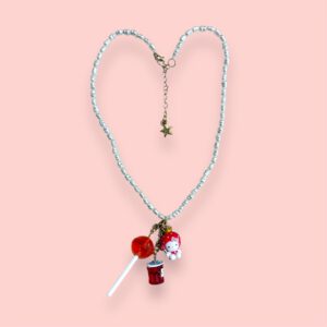 Strawberry Hello Kitty Pearl Necklace – Cute Handmade Necklace for Daily Wear
