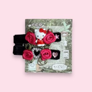 Floral Hello Kitty Hair Clip Pair – Cute Kawaii Accessory