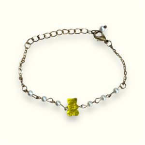 Tiny Yellow Gummy Bear Pearl Chain Bracelet – Tiny Treasures for Your Wrist