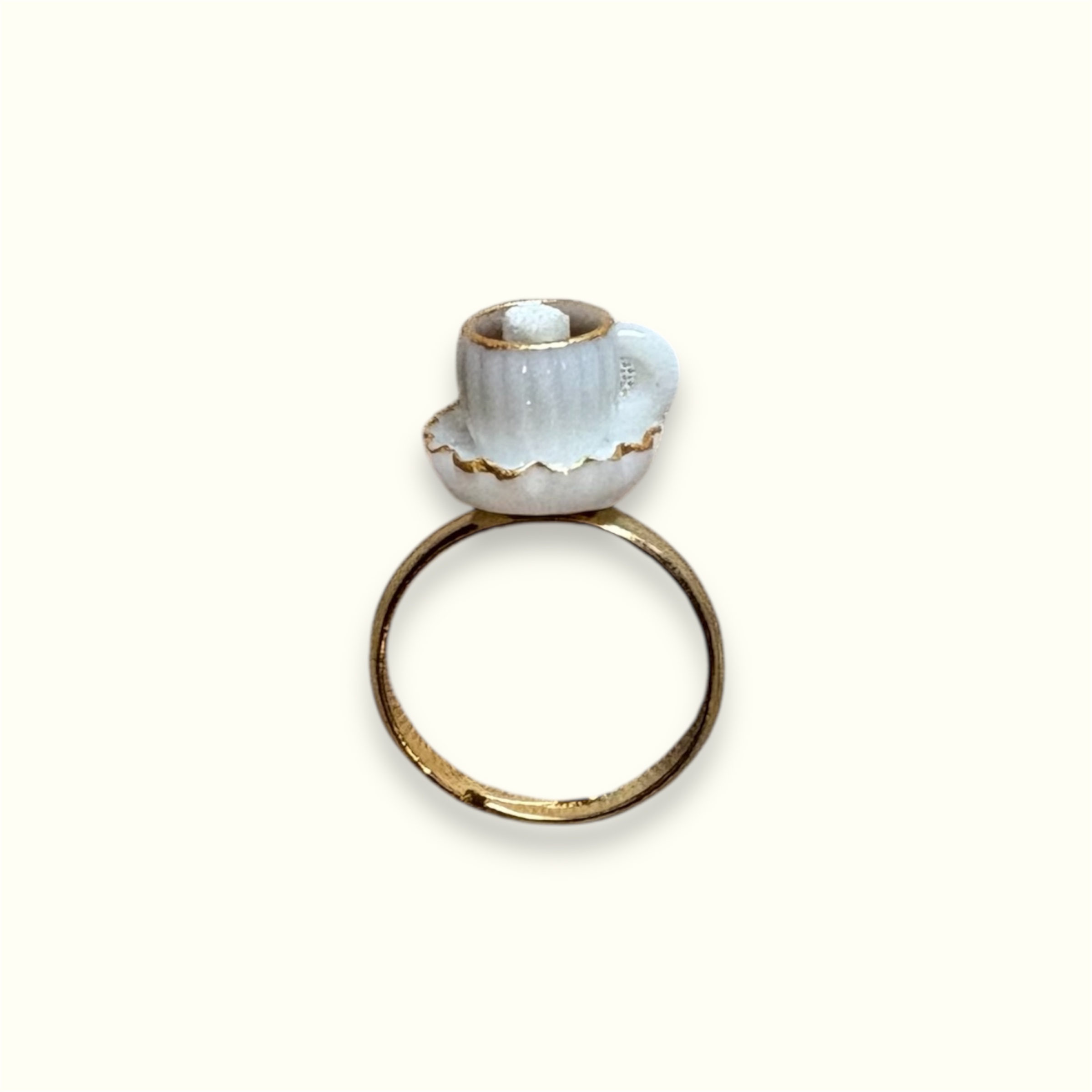 Mini Coffee Cup Ring – Playful Quirky Statement Jewelry - Image 3