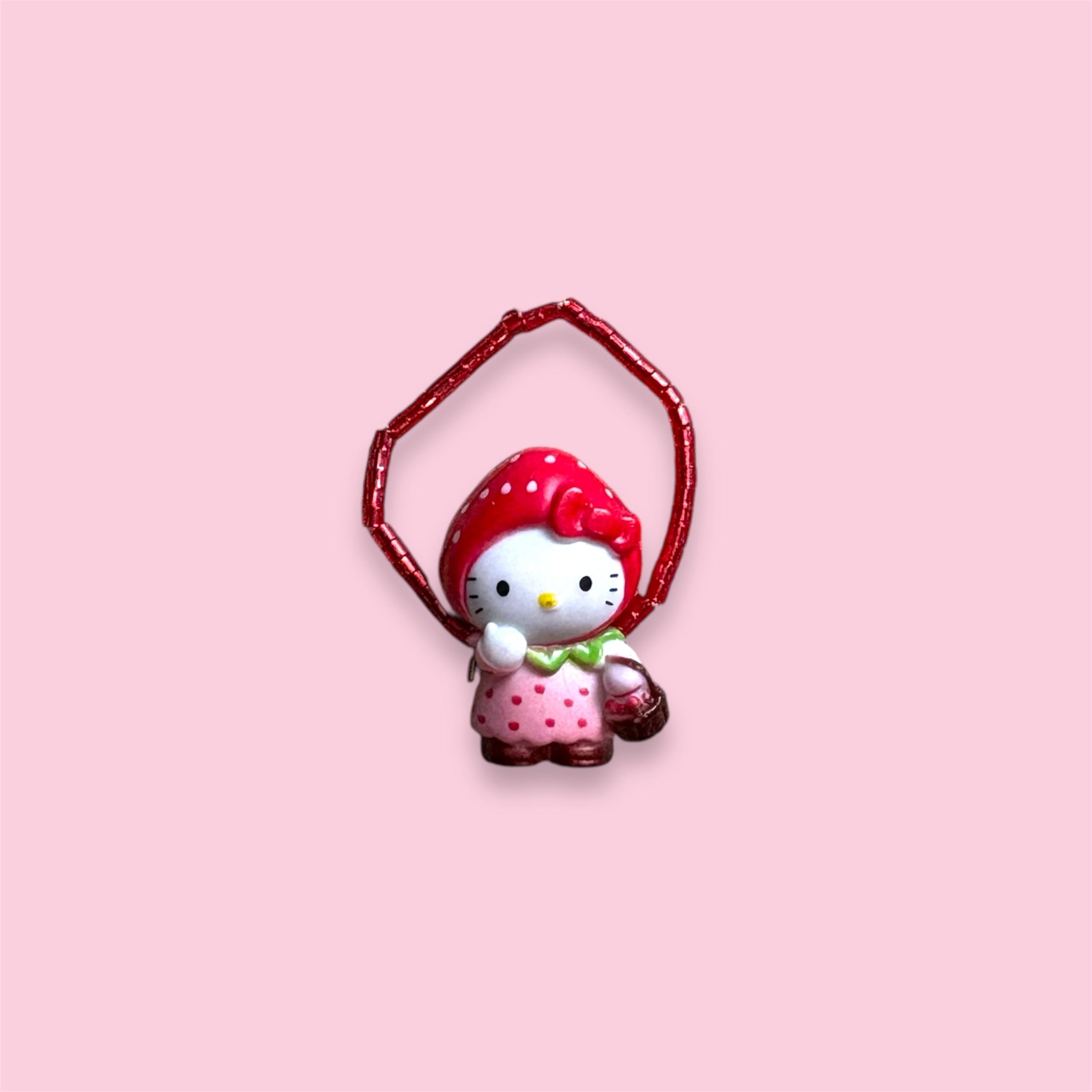 Beaded Strawberry Hello Kitty Ring – Playful Quirky Statement Jewelry