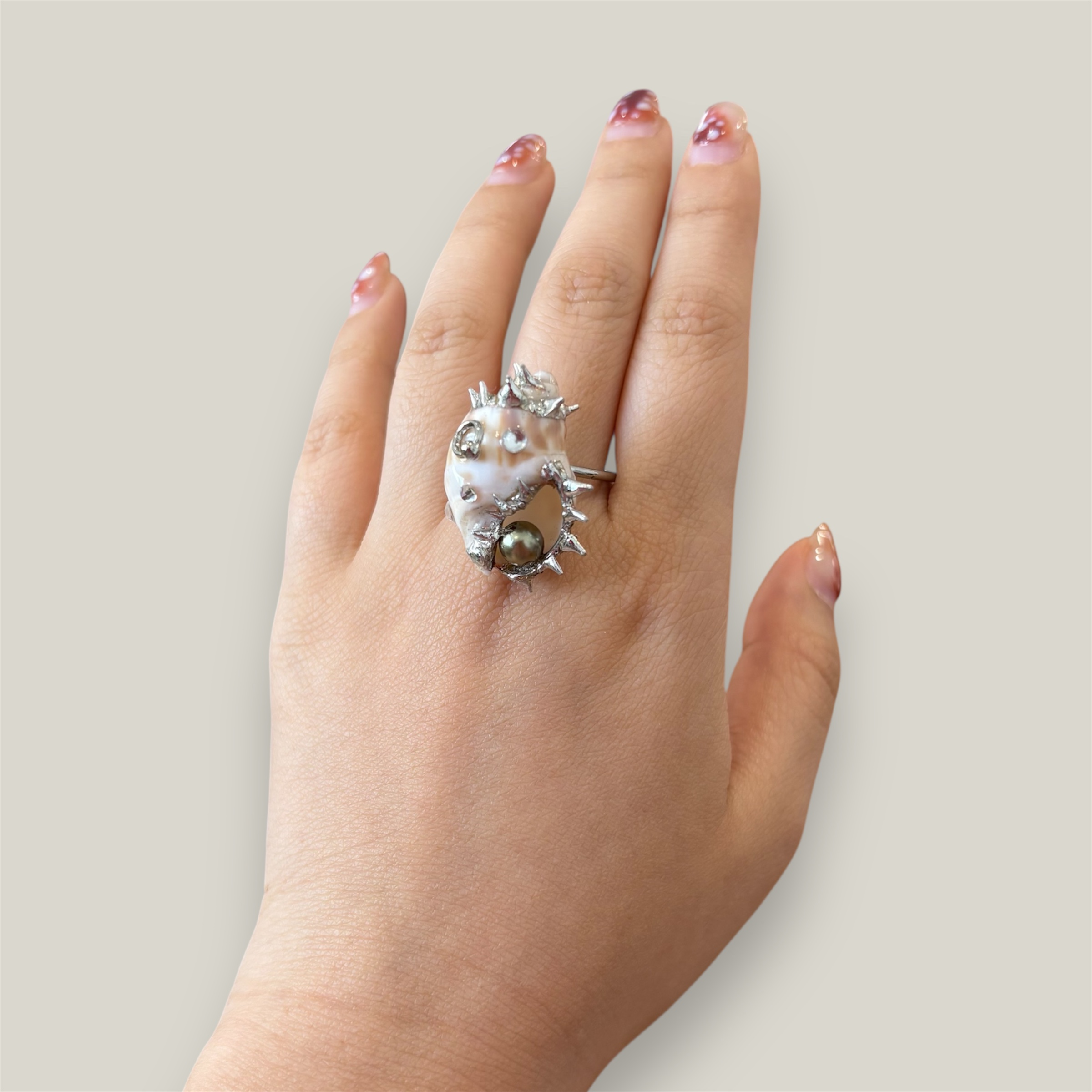 Shell Spike Ring – Spiked Punk Nature Core - Image 3