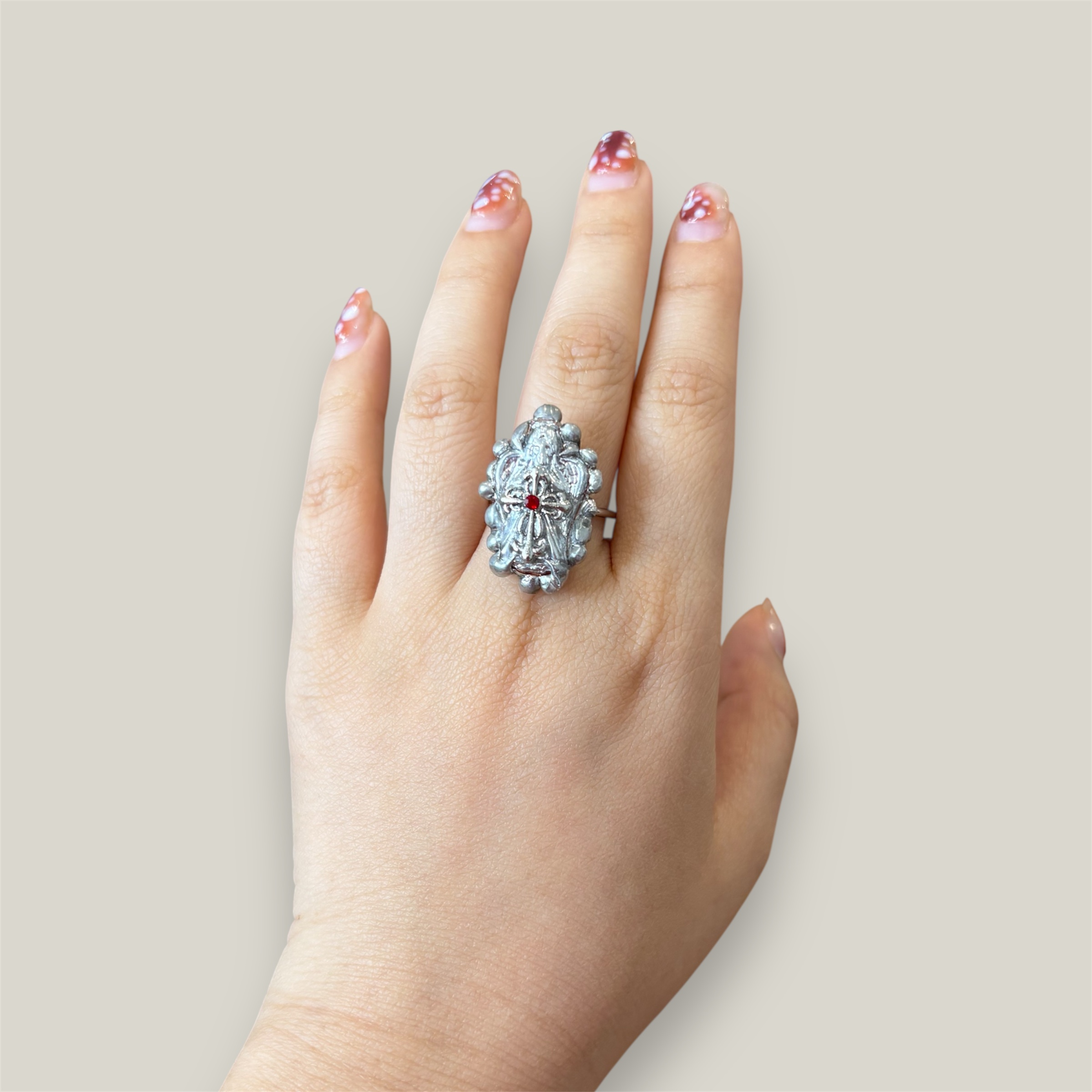 Gothic Angel Ring – Handmade Grunge Cross Ring - Image 2