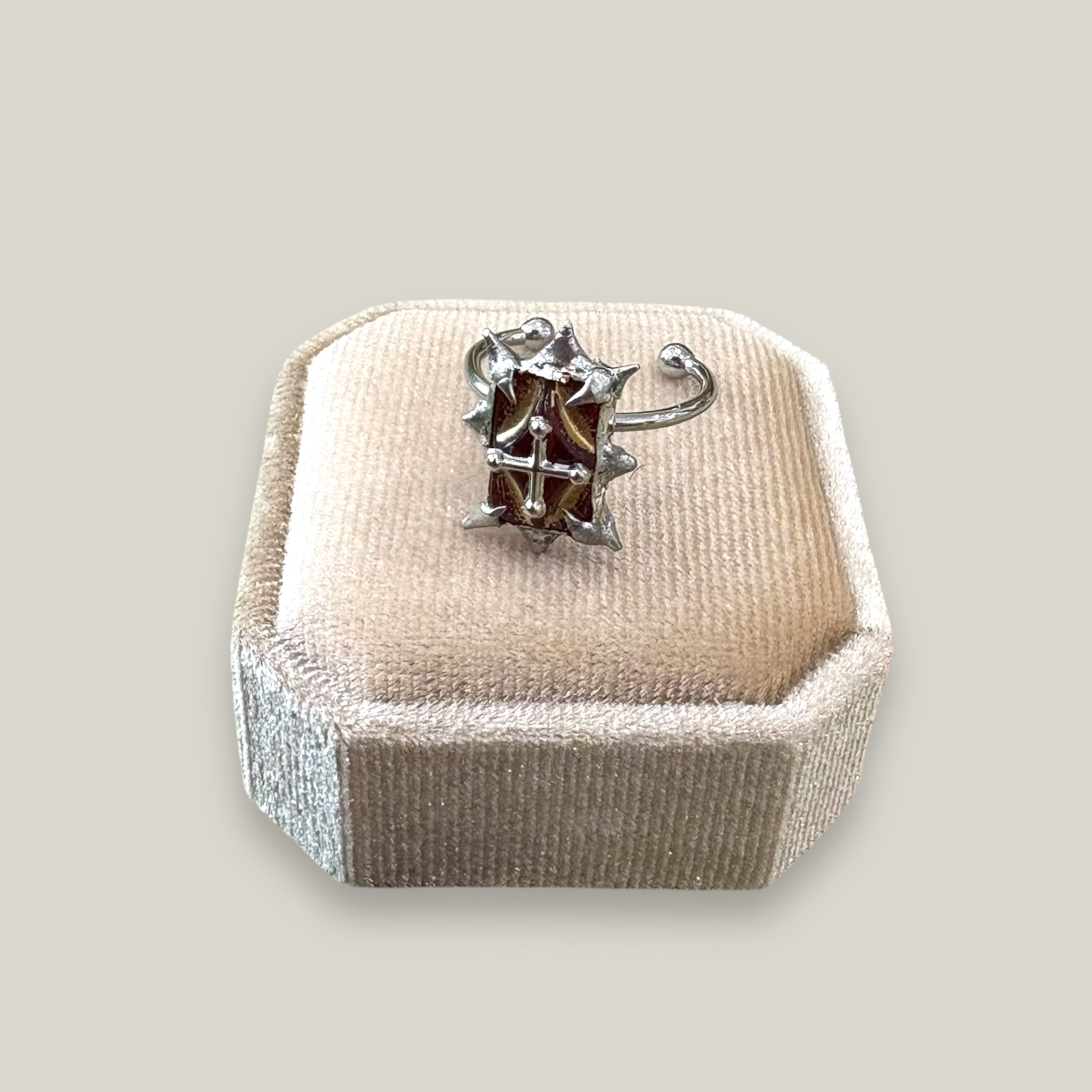 Red Cross Spike Ring – Cross & Spikes - Image 2