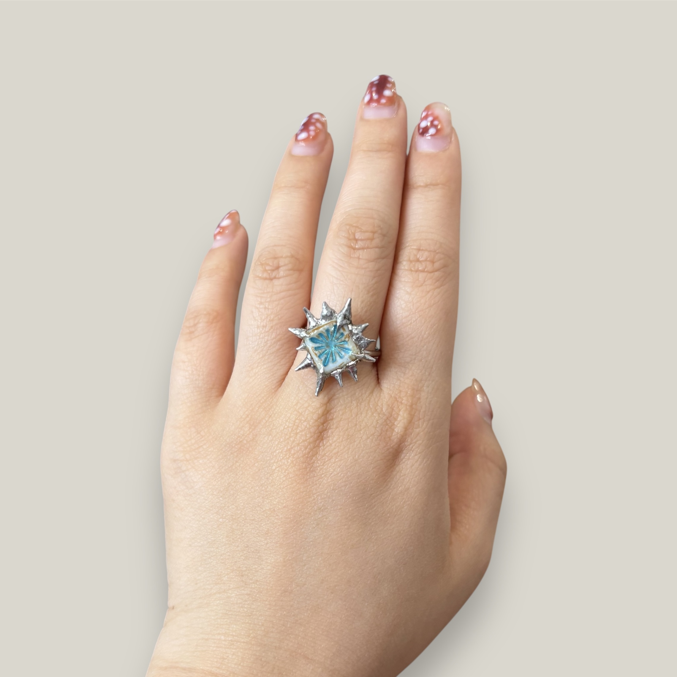 Mini Square Spike Ring – Spiky Statement Jewelry - Image 2