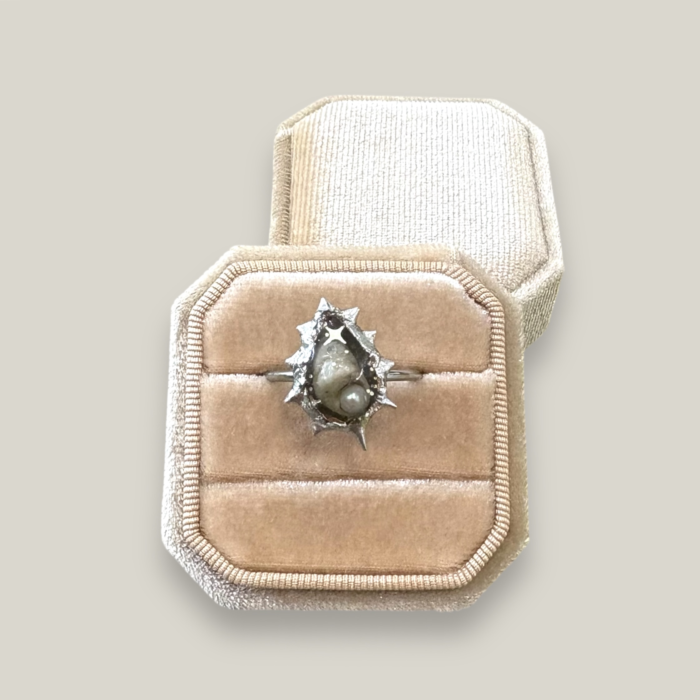 Spiky Shell Drop Ring – Dreamlike Statement Piece