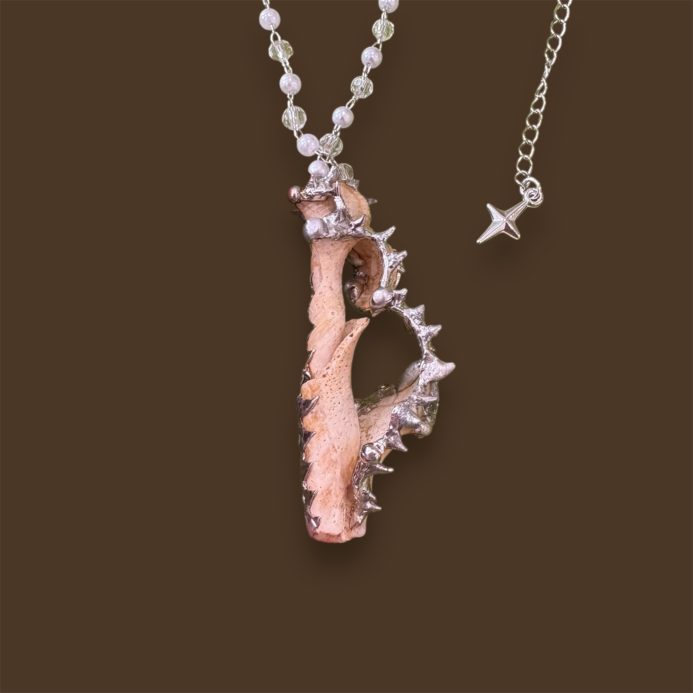 Corroded Shell Spike Necklace – Gothic Seaside Talisman - Image 2