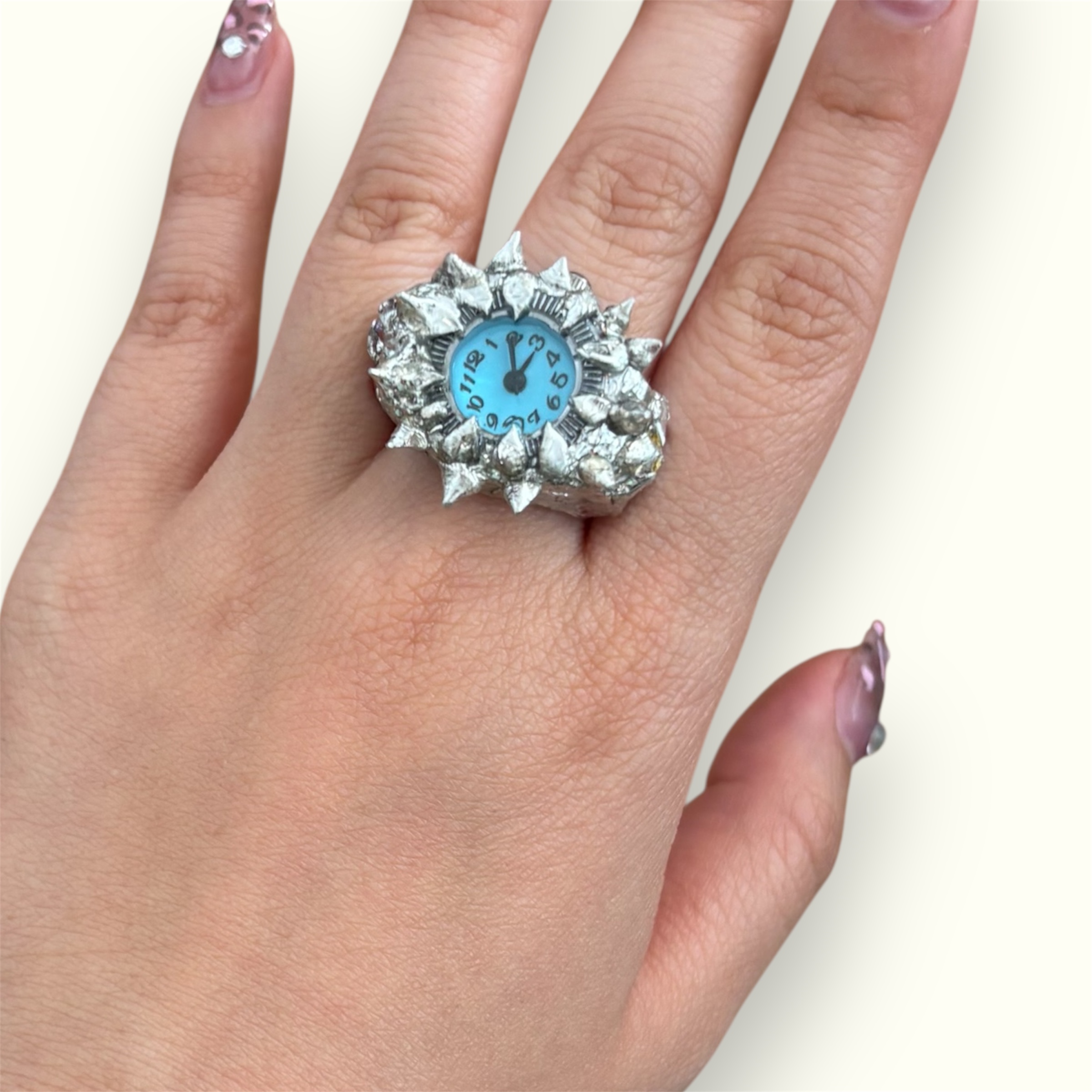 lightblue watch Spike Ring – Surrealist Punk Style - Image 2
