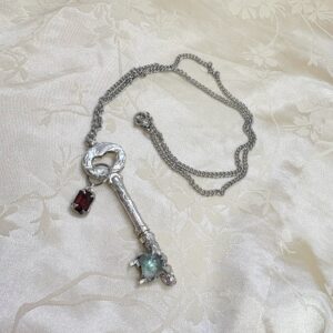 Garnet red Zircon key Necklace – Upcycled Vintage Hardware