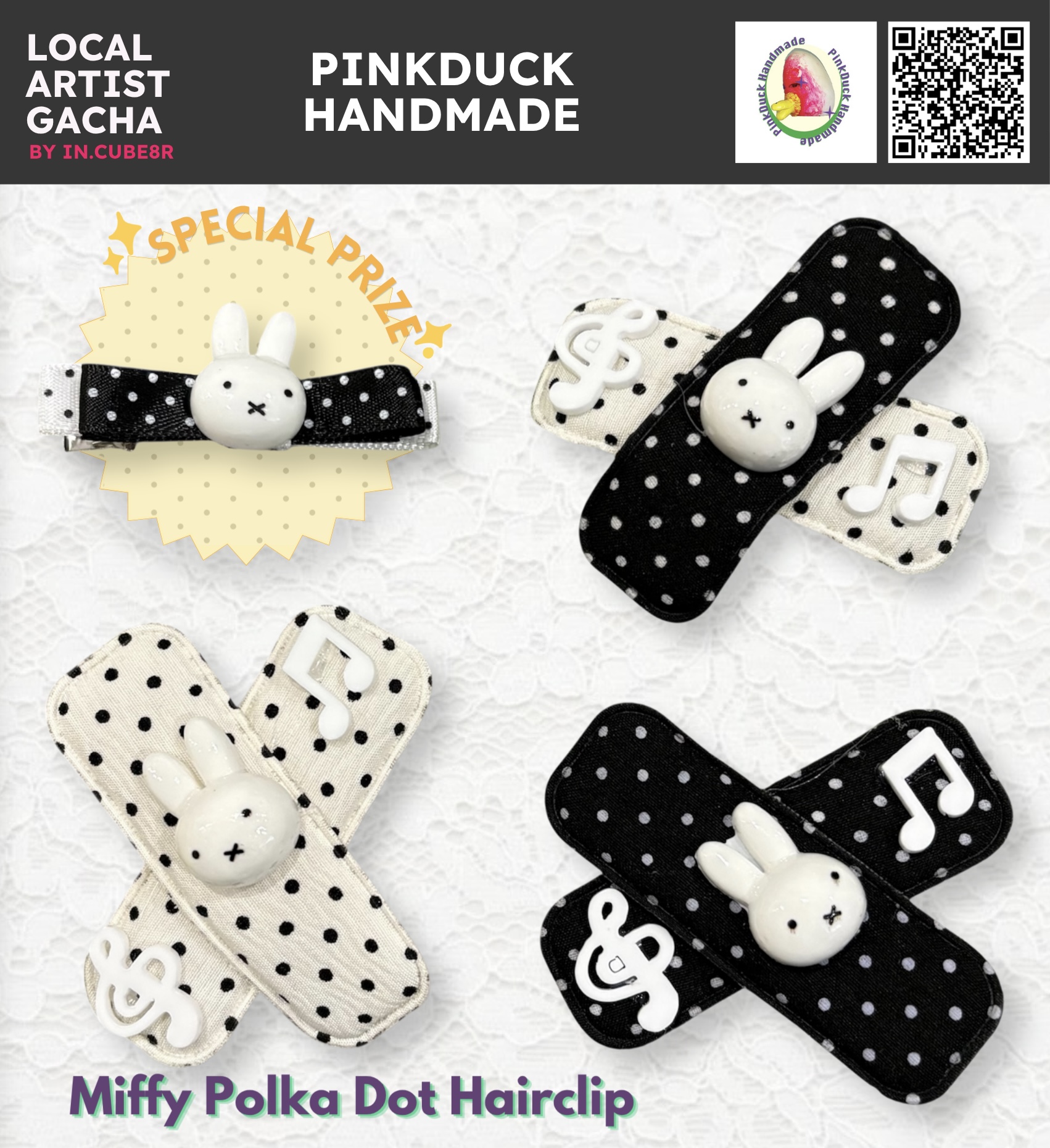 Miffy Polka Dot Hairclip Gacha – Handmade Blind Box / Gachapon